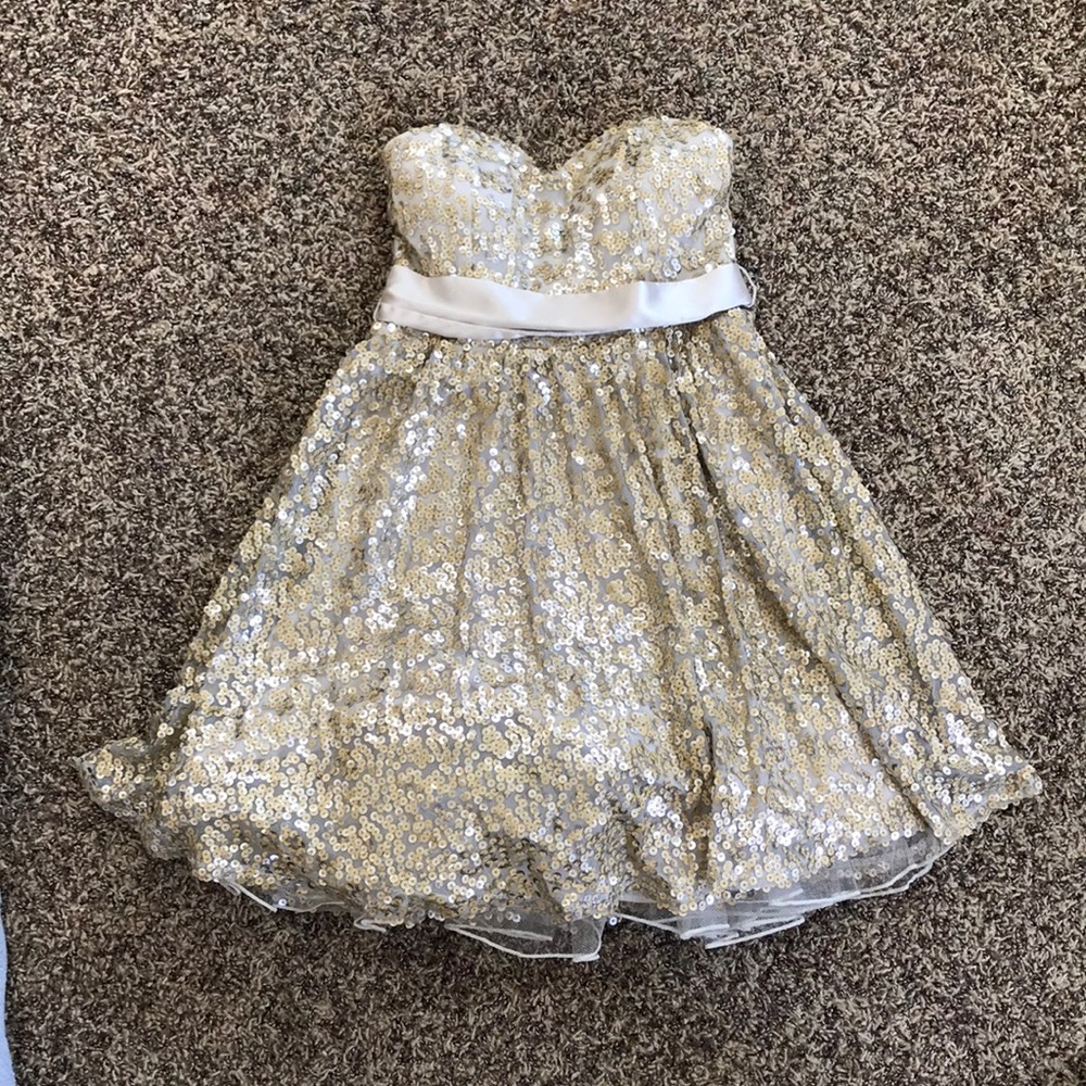 Gold sequined mini dress